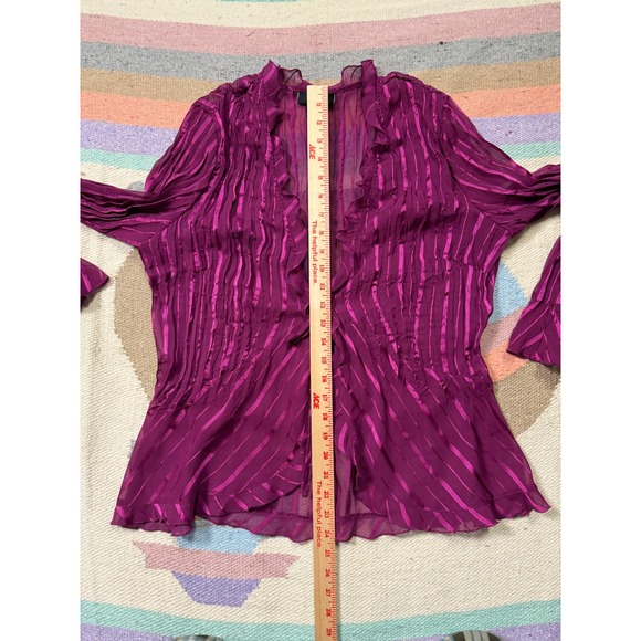 Y2K Studio 1940 Women's Sheer Ruffle Tie Front Kimono Blouse Top XL - Picture 4 of 5